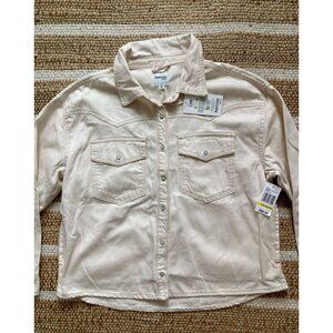 NWT Kensie Jeans Ivory Western Denim Shacket M with Pockets
